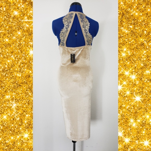 NEW blck Velvet Stretch Sexy off-shoulder Backless - Picture 8 of 8